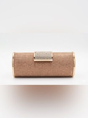 Source Unknown Rose Gold Crystal-Trim Clutch